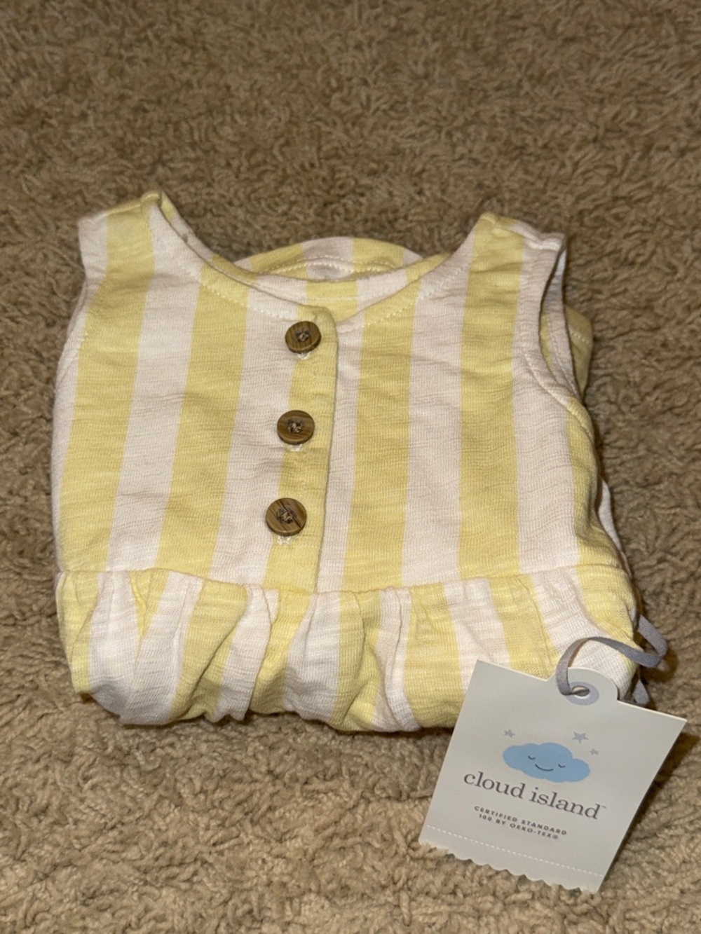 cloud island Yellow & White Striped Sleeveless Dress with Buttons